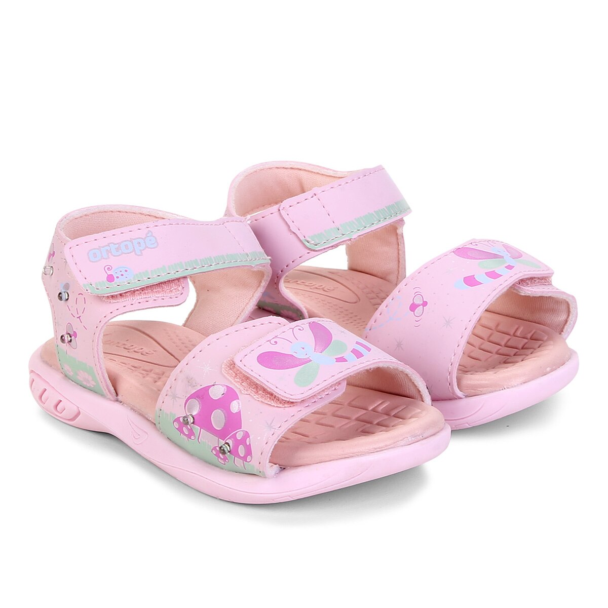 Sandália Papete Infantil Ortopé Borboletas Feminina - Pink | Netshoes