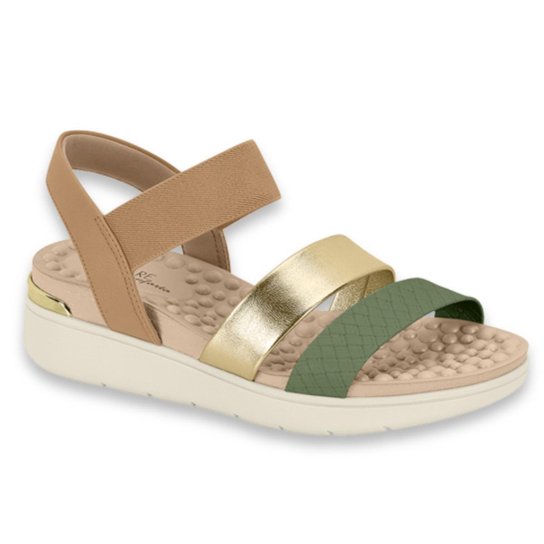 Sandalia Papete Modare Original Feminino Elástico Gold Esporao Fascite Plantar Anatomica - Verde Claro+Amarelo Menor preço em Sandalia Papete Modare Original Feminino Elástico Gold Esporao Fascite Plantar Anatomica - Verde Claro+Amarelo