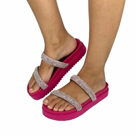 Sandália Papete Tira Feminina Preta Conforto Micro Expandido - Rosa Menor preço em Sandália Papete Tira Feminina Preta Conforto Micro Expandido - Rosa