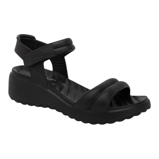 Sandalia Piccadilly 226001 Marshmallow Salto Flatform Anabela Feminino - Preto Menor preço em Sandalia Piccadilly 226001 Marshmallow Salto Flatform Anabela Feminino - Preto