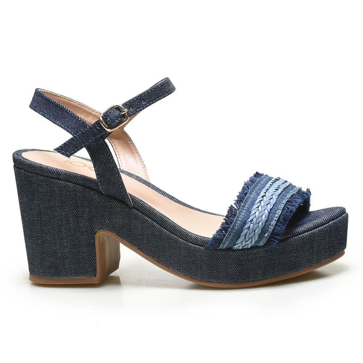Sandália Plataforma em Jeans e Tira com Detalhes Iod's – 207006 Azul-36 -  Vermelho+Azul claro | Netshoes