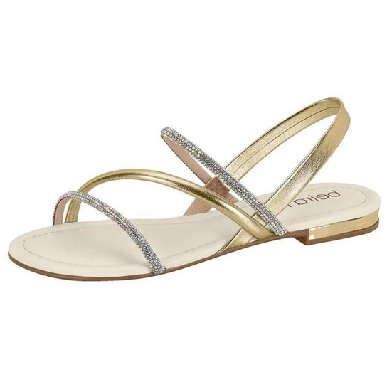 Sandália Rasteira Beira Rio Conforto Casual 8263.869 - Dourado Menor preço em Sandália Rasteira Beira Rio Conforto Casual 8263.869 - Dourado