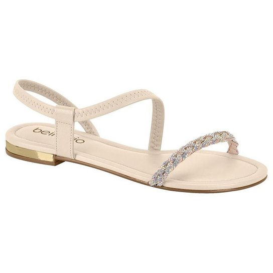 Sandália Rasteira Feminina Creme Aurora Boreal Beira Rio