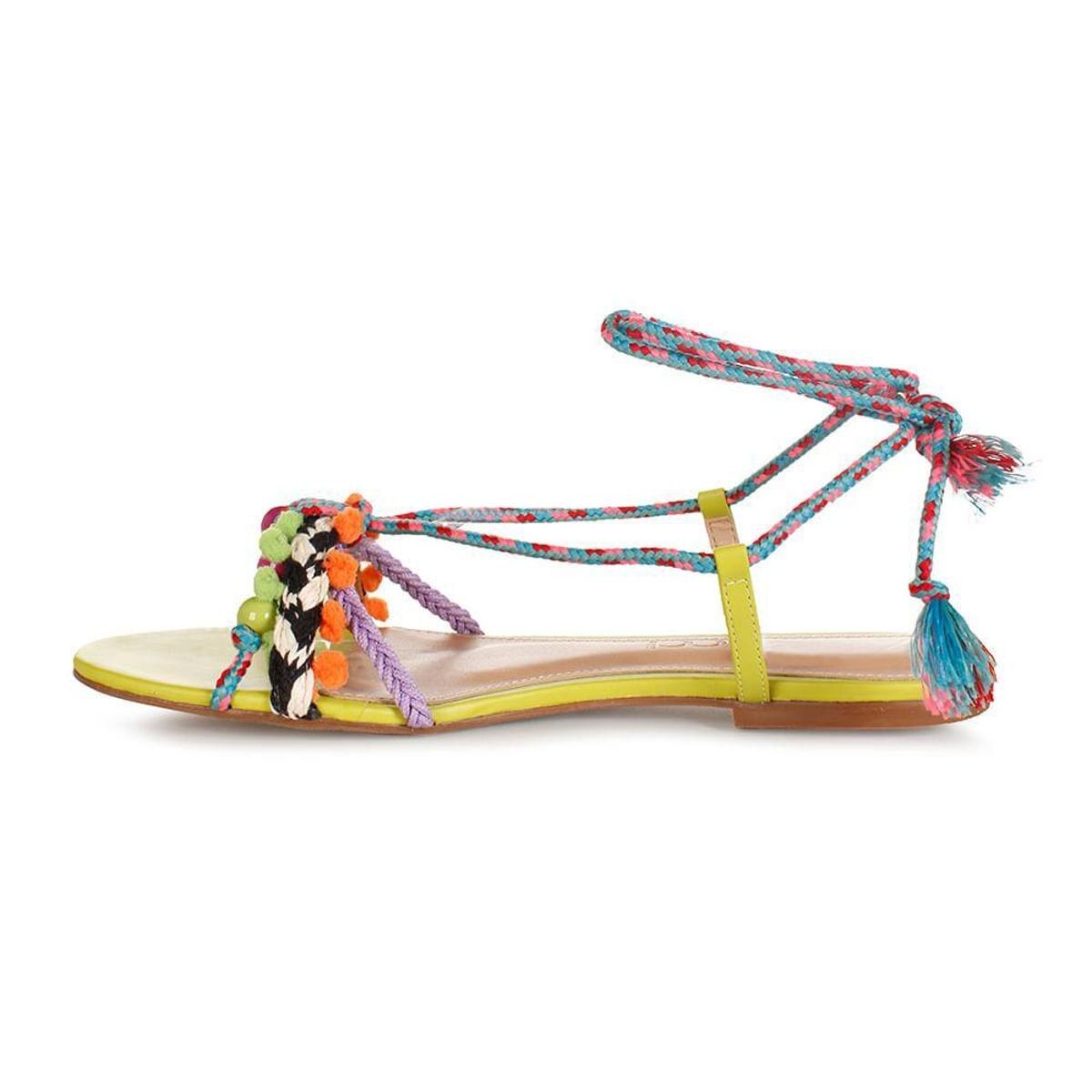 Sandália Rasteira Ferrucci Fun Verde - Feminino 34 - Verde água | Netshoes