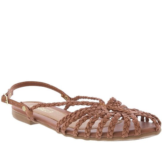 Sandália Rasteira Gabriela Tiras Tressê Caramelo - 32 - Caramelo Menor preço em Sandália Rasteira Gabriela Tiras Tressê Caramelo - 32 - Caramelo