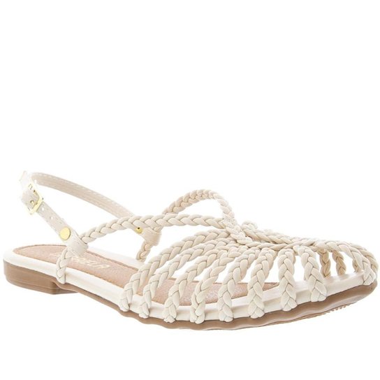 Sandália Rasteira Gabriela Tiras Tressê Off White - 42 - Off White Menor preço em Sandália Rasteira Gabriela Tiras Tressê Off White - 42 - Off White