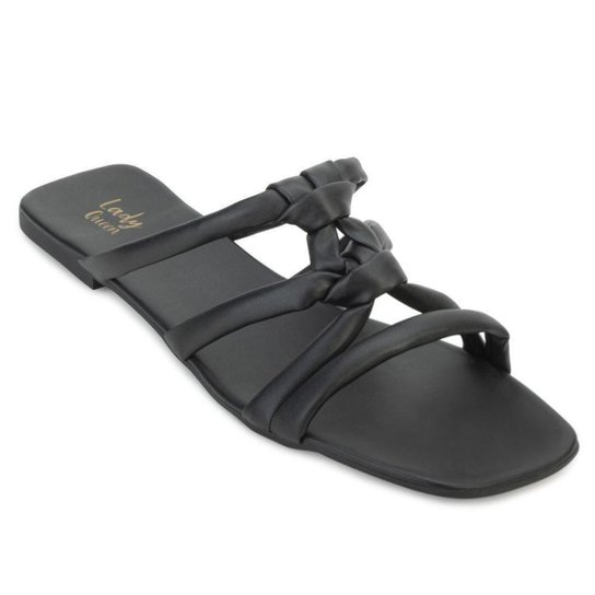 Sandália Rasteira Lady Queen AN23-19309 - Preto Menor preço em Sandália Rasteira Lady Queen AN23-19309 - Preto