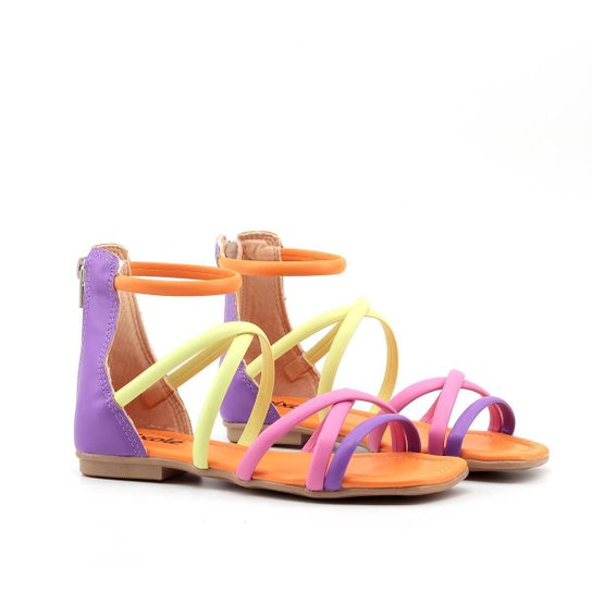 Sandália Rasteira Menina Fashion - Laranja Menor preço em Sandália Rasteira Menina Fashion - Laranja