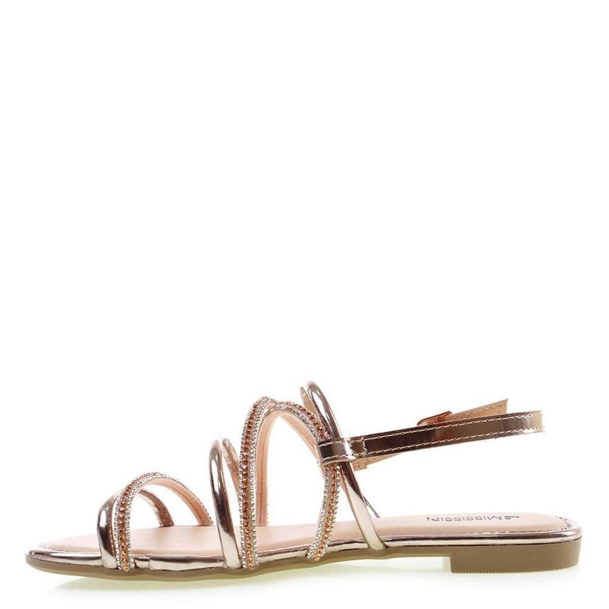 Sandália Rasteira Mississipi Brilhos Feminina - Dourado | Netshoes
