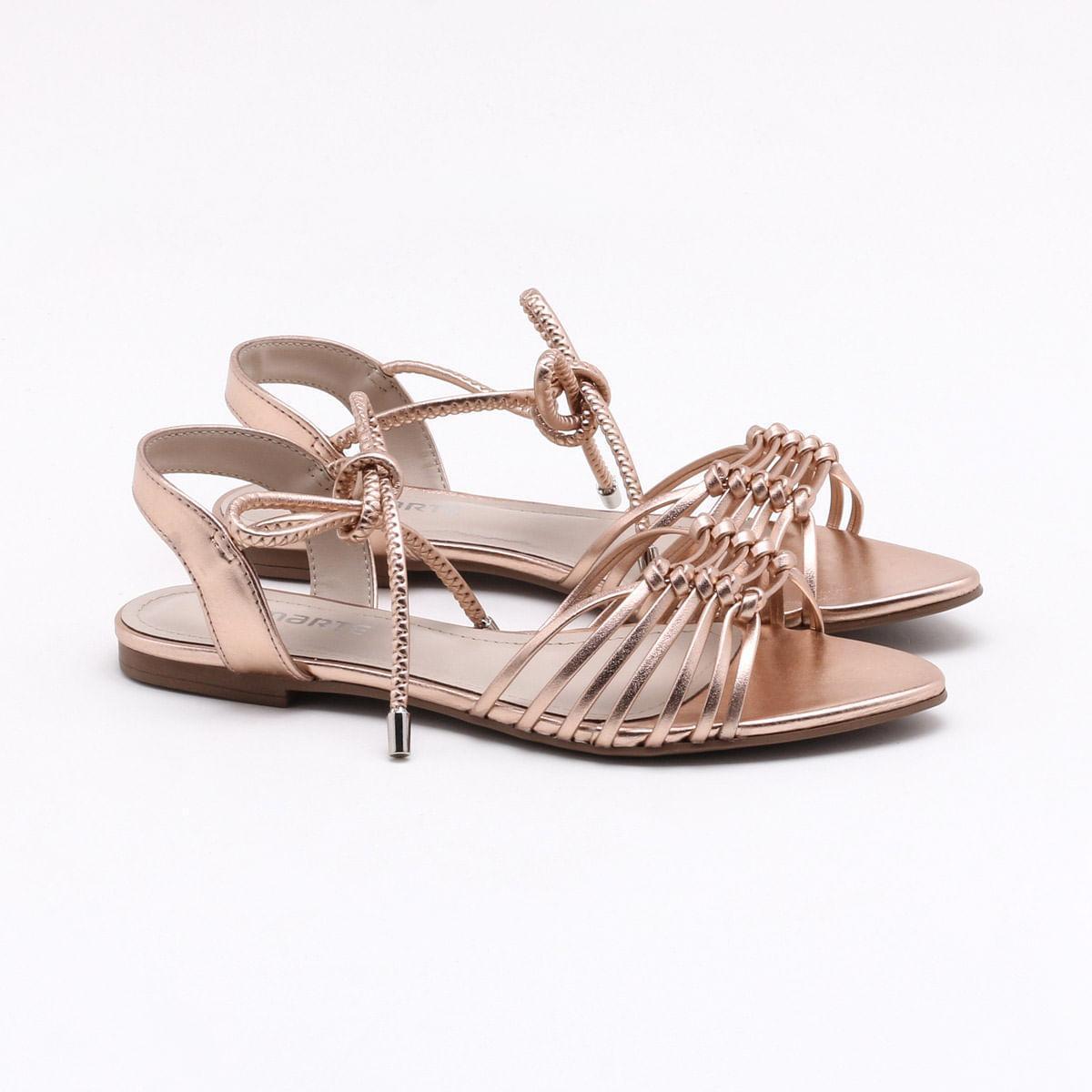 Sandália Rasteira Via Marte Metalizada - Rosa | Netshoes