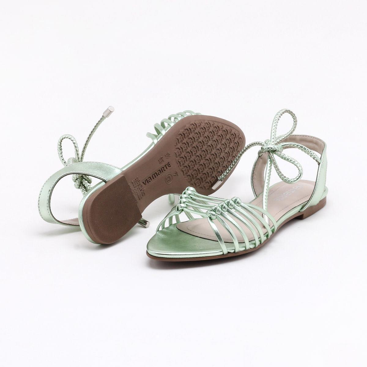Sandália Rasteira Via Marte Metalizada - Verde | Netshoes