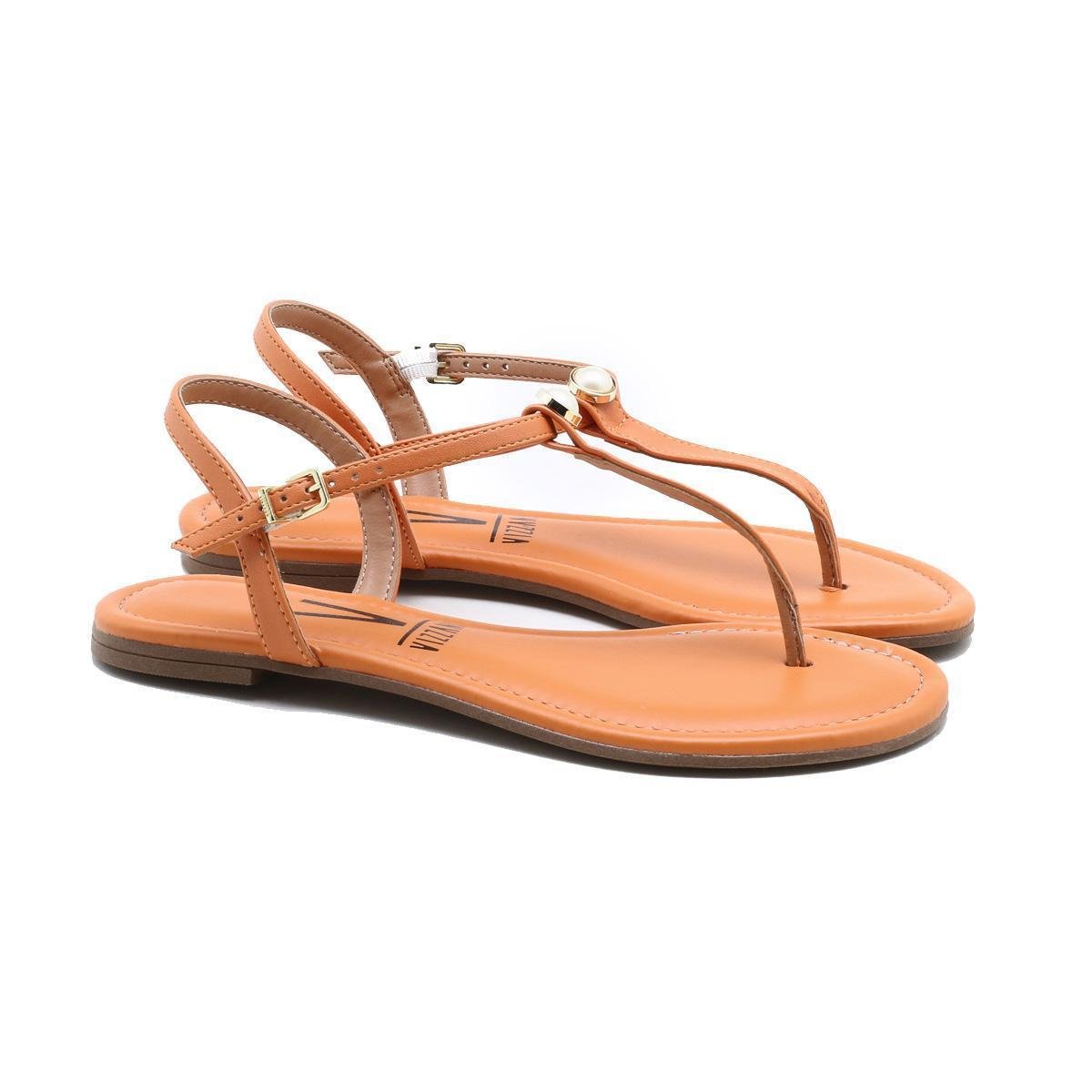 Sandália Rasteira Vizzano Tiras Finas - Laranja | Netshoes