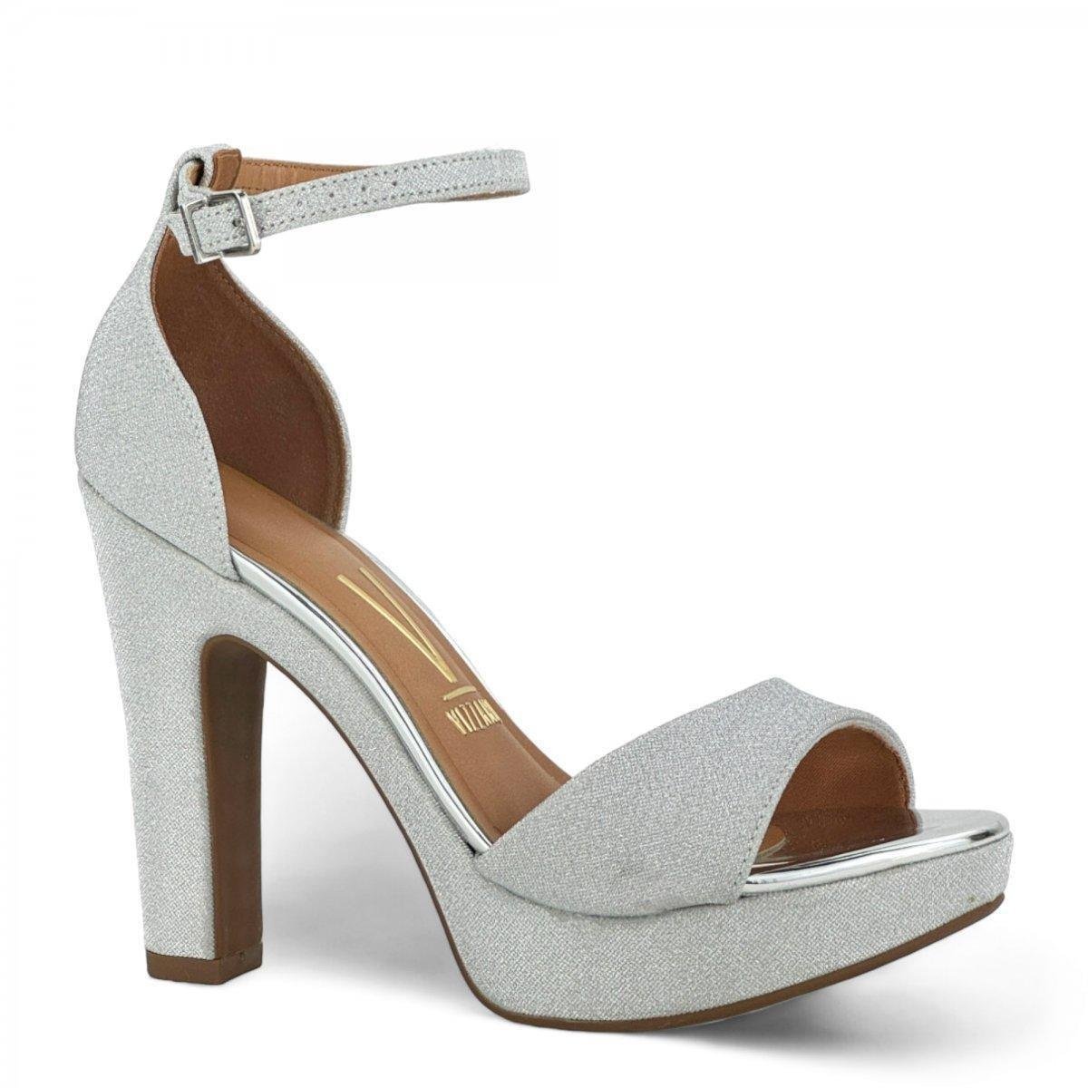 Sandália Salto Alto Meia Pata Glitter Vizzano Feminina Menor preço em Sandália Salto Alto Meia Pata Glitter Vizzano Feminina