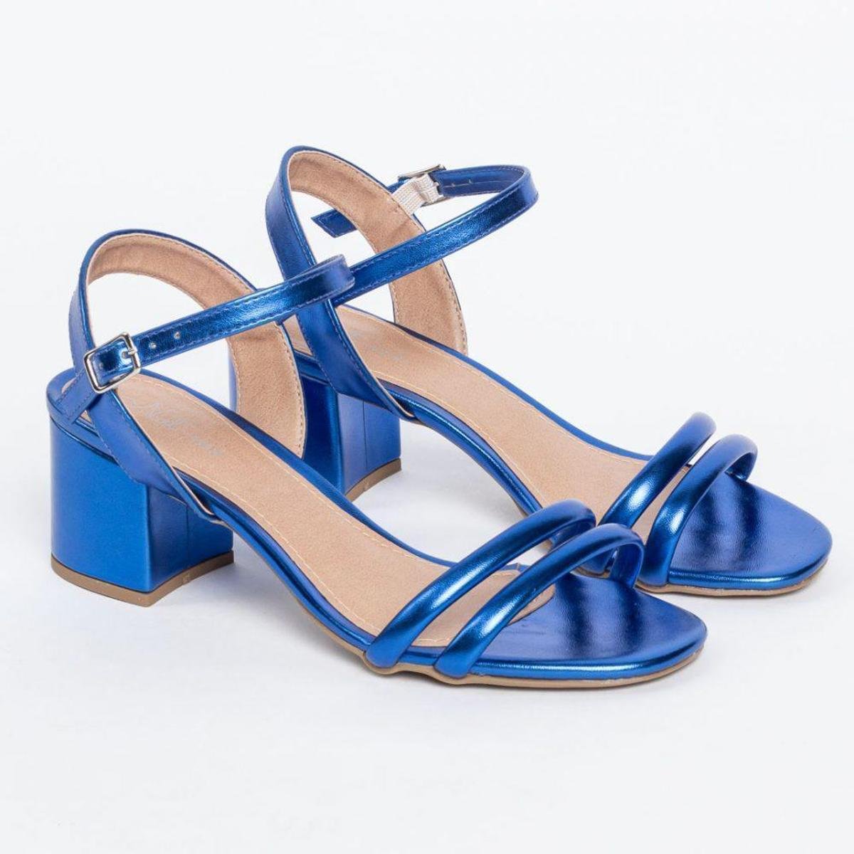 sandalia salto baixo azul