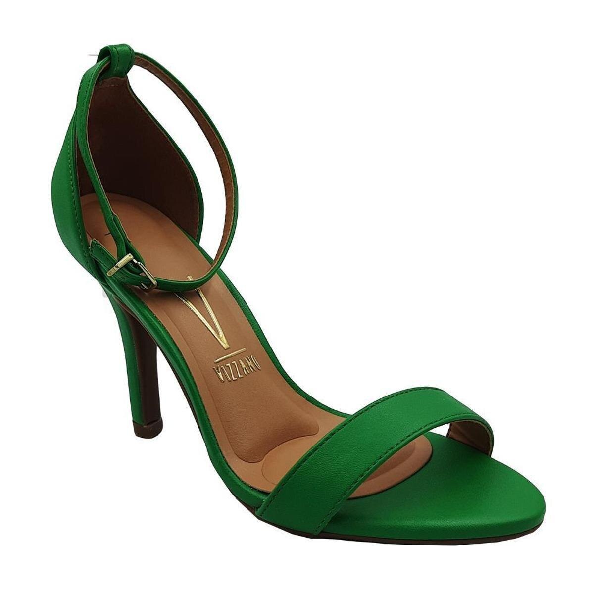 Sandália Salto Fino Com Palmilha Confort Vizzano 6249.452 - Verde | Netshoes