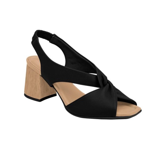 Sandalia Salto Grosso Feminina Piccadilly Conforto - Preto+Areia Menor preço em Sandalia Salto Grosso Feminina Piccadilly Conforto - Preto+Areia