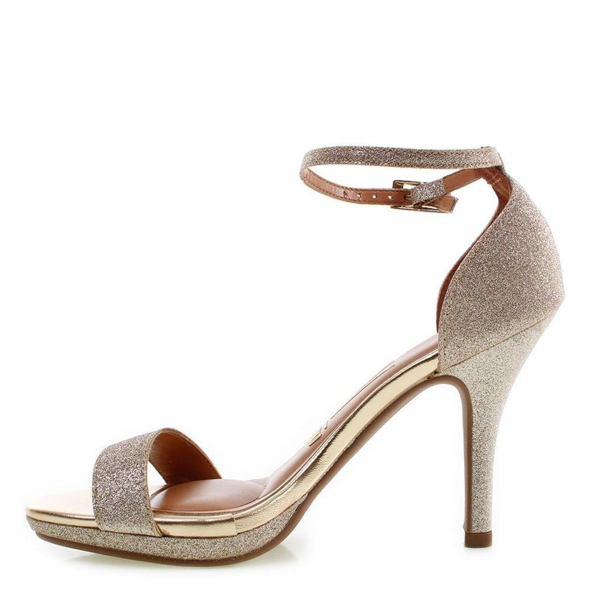 Sandália Salto Médio Vizzano Glitter Gold 39 - Dourado | Netshoes