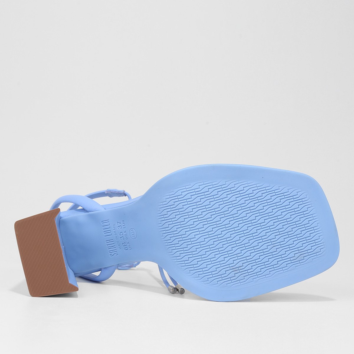 Sandália Santa Lolla Salto Bloco Bico Quadrado Feminina Azul