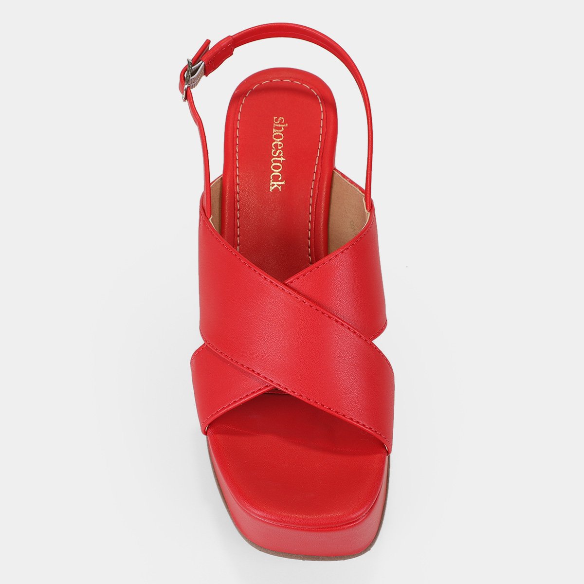 Sandália Shoestock Luiza Anabela Monocolor Vermelho Netshoes