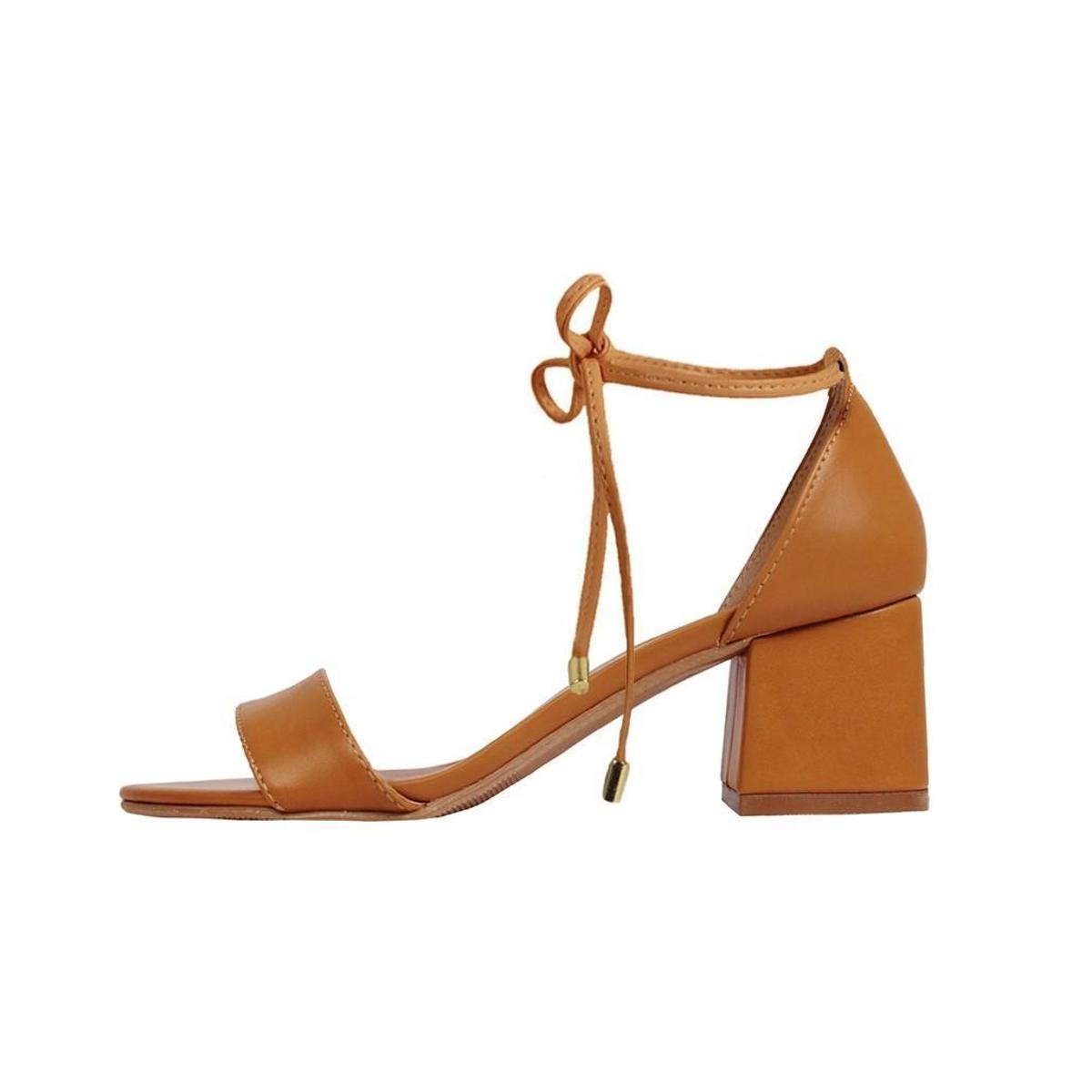 Sandália Troca Tira Salto Baixo Grosso Luiza Sobreira Caramelo