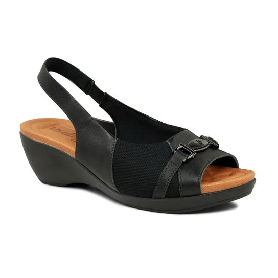 Sandália Usaflex Feminina Plataforma Couro Com Enfeite AG0109 - Preto Menor preço em Sandália Usaflex Feminina Plataforma Couro Com Enfeite AG0109 - Preto