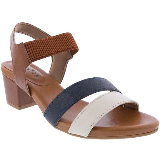 Sandália Usaflex Salto Bloco com Elástico Feminina - Marrom Menor preço em Sandália Usaflex Salto Bloco com Elástico Feminina - Marrom