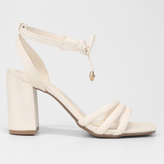 Sandália Via Marte Salto Alto Feminina - Off White Menor preço em Sandália Via Marte Salto Alto Feminina - Off White