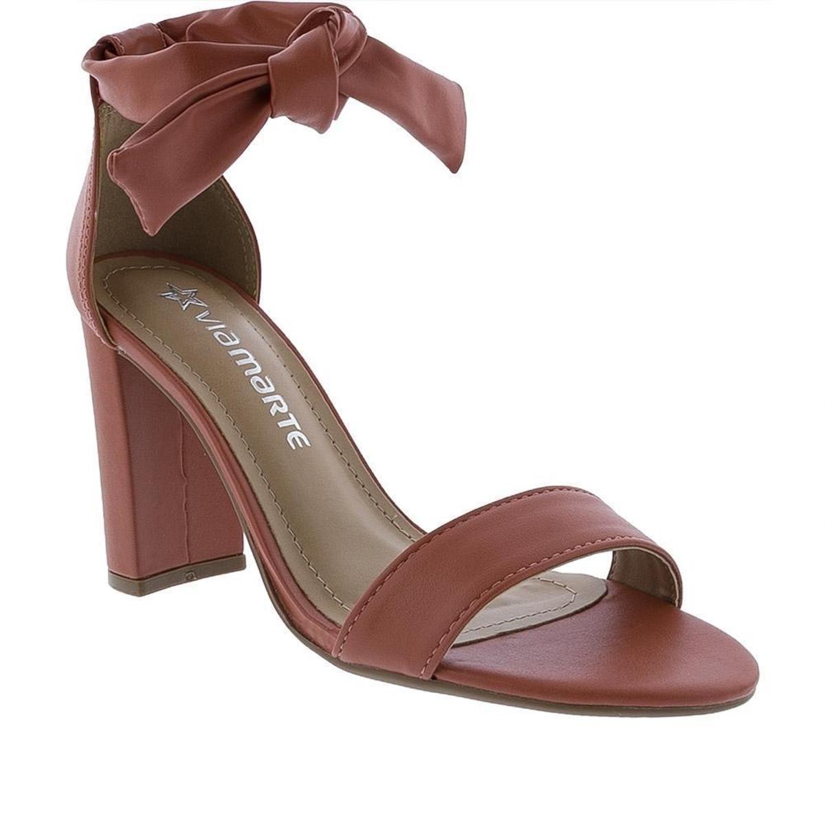 Sandália Via Marte Salto Grosso Feminina - Laranja | Netshoes