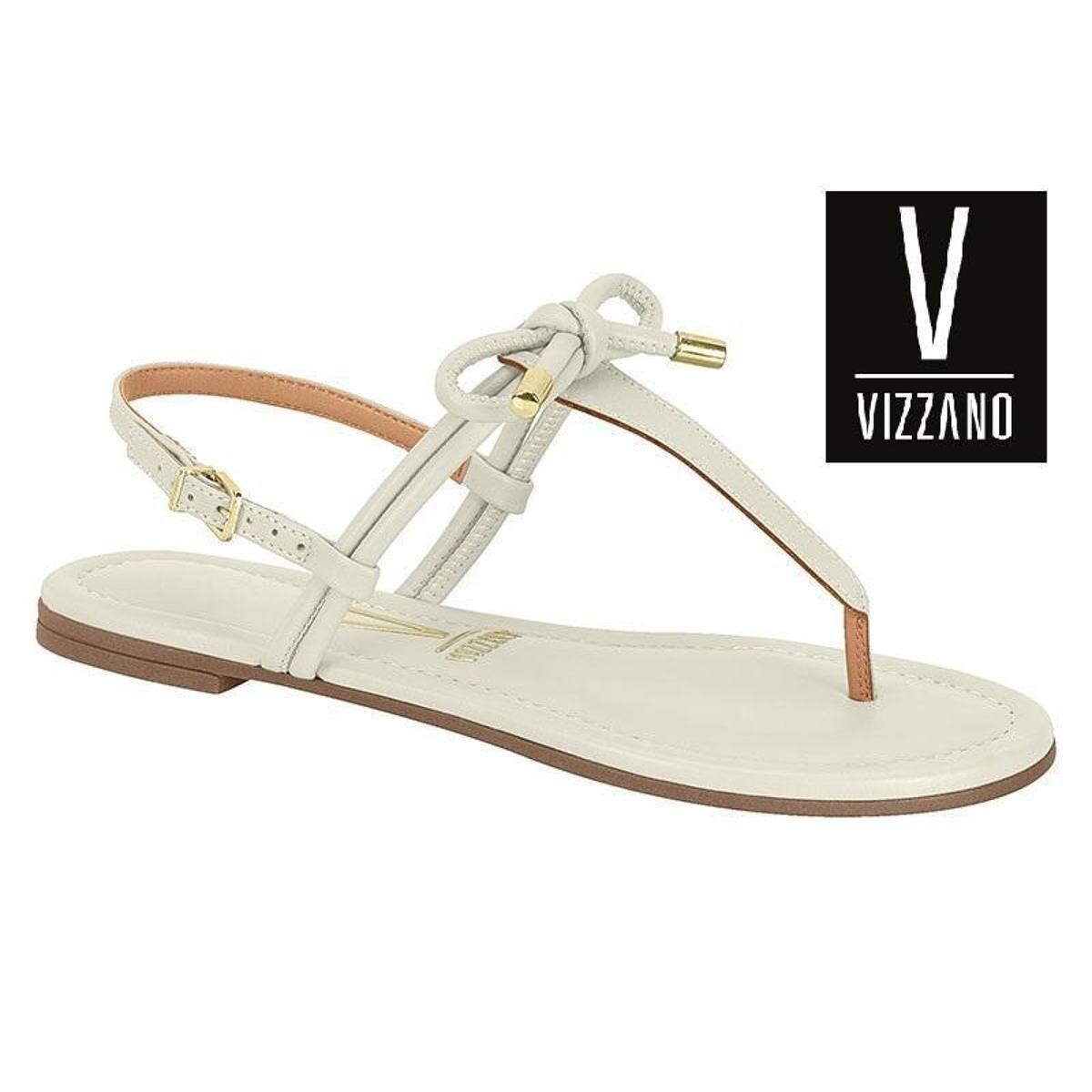 Sandalia Vizzano 6235.1161 Rasteirinha Baixa laço amarrar Feminina - Branco  | Netshoes