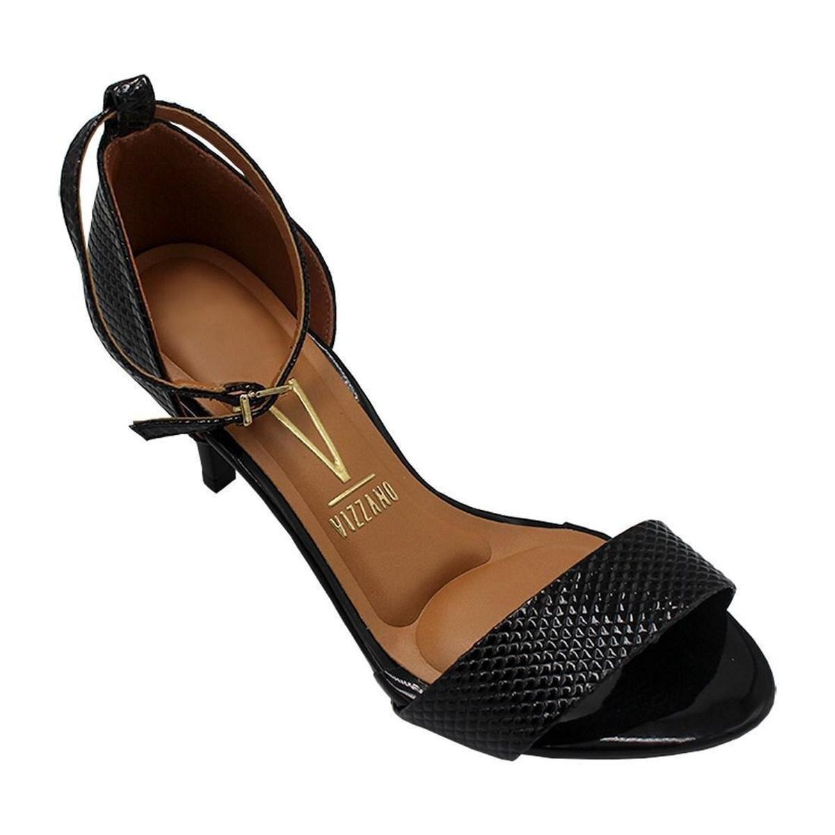 Sandália Vizzano Feminina Salto Agulha 6276.416 - Preto+Bege | Netshoes