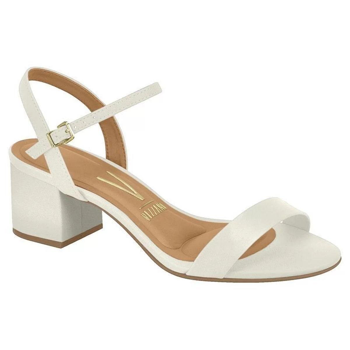 Sandália Vizzano Feminina Salto Médio Social - Branco | Netshoes