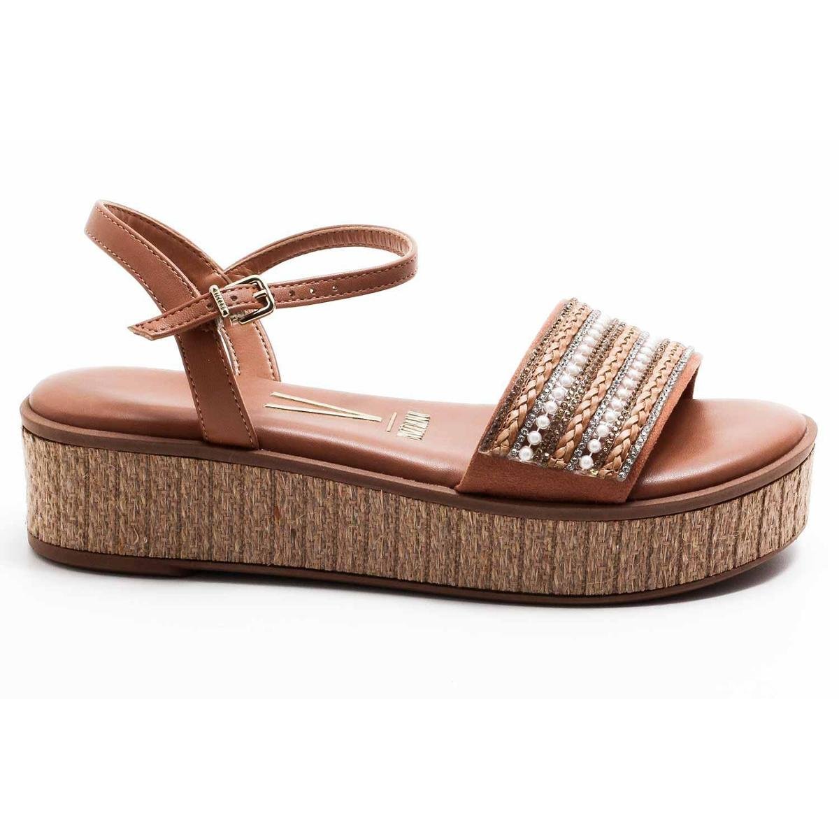 sandalia com perola e strass