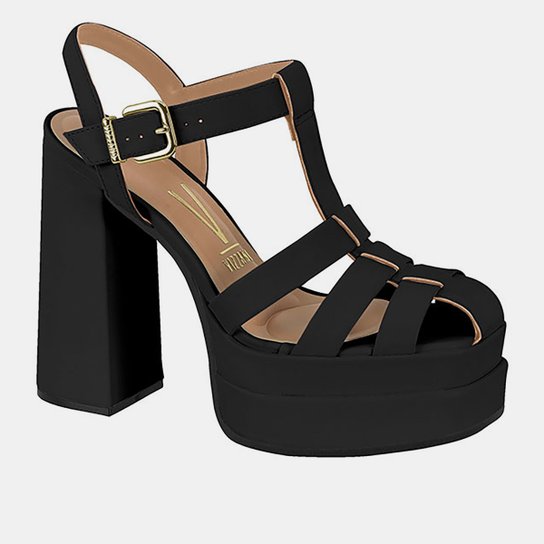 Sandália Vizzano Salto Alto Grosso Feminino Preto Netshoes