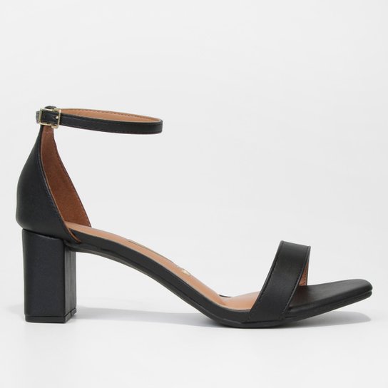 Feminina Vizzano Sandalia Vizzano Preta Salto Grosso Salto Baixo