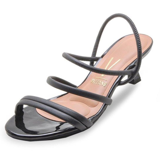 Sandália Salto Baixo Salto Vizzano Preto Fino Sapato Vizzano
