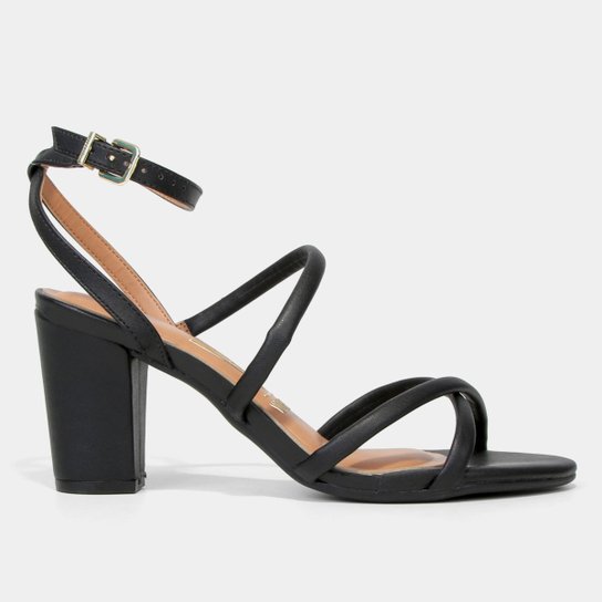 Sandália Vizzano Salto Bloco Tiras Feminina - Preto Menor preço em Sandália Vizzano Salto Bloco Tiras Feminina - Preto