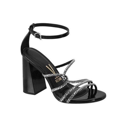 Sandália Vizzano Salto Bloco Verniz Premium/Meia Cana Strass