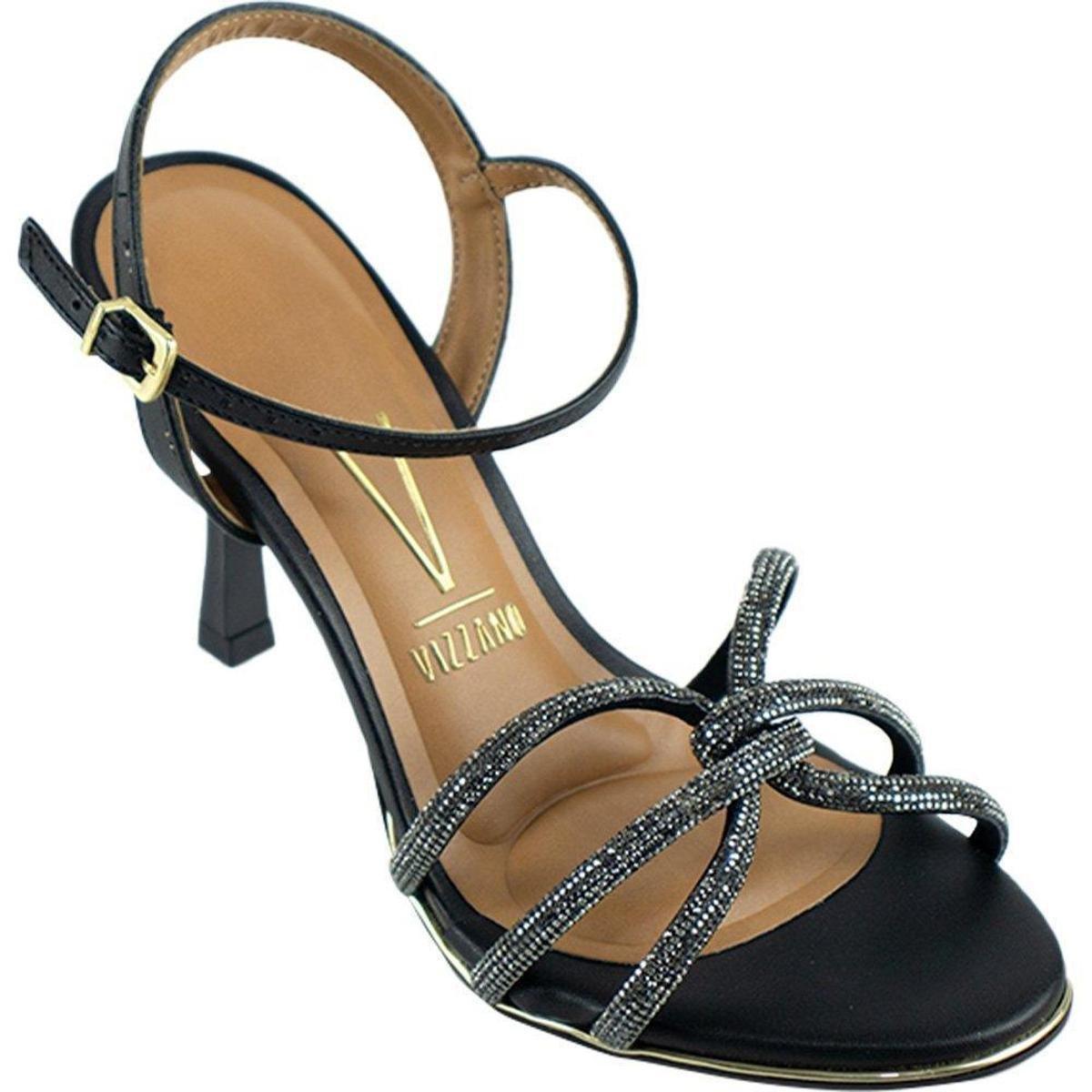Sandália Vizzano Salto Fino Baixo Feminina - Preto | Netshoes