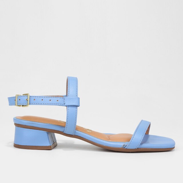 Sandália Vizzano Salto Grosso Lisa Feminina - Azul Claro Menor preço em Sandália Vizzano Salto Grosso Lisa Feminina - Azul Claro