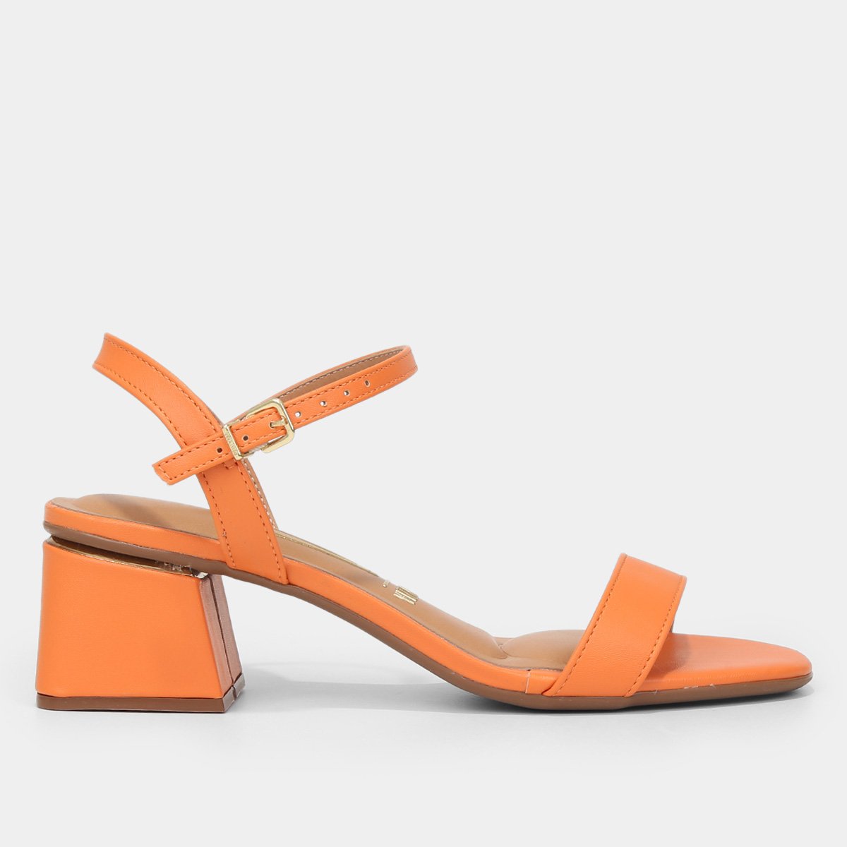 Sandália Vizzano Salto Grosso Médio Feminina - Laranja | Netshoes