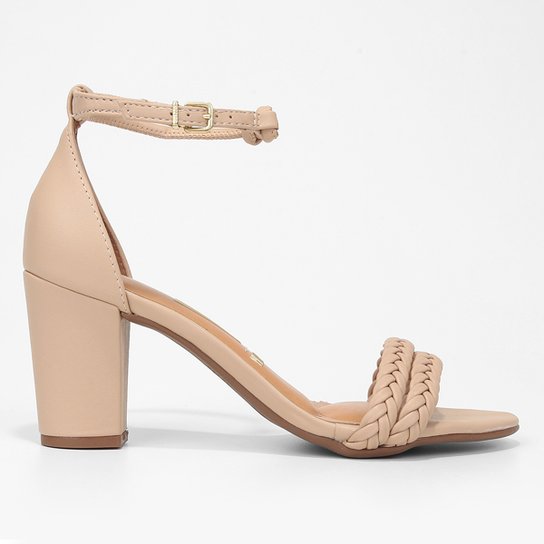 Sandália Vizzano Tiras Trançadas Salto Bloco Médio Feminina - Bege Menor preço em Sandália Vizzano Tiras Trançadas Salto Bloco Médio Feminina - Bege