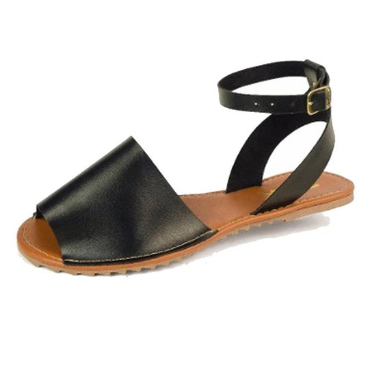 Sandalias Femininas Avarca Rasteira - Preto Menor preço em Sandalias Femininas Avarca Rasteira - Preto