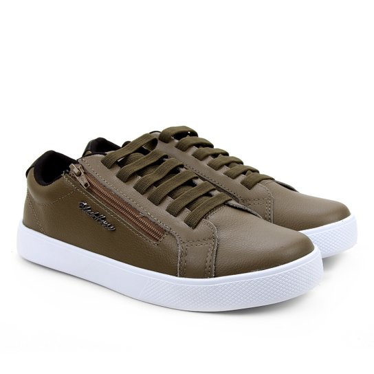 Sapatênis Black Horse Casual Masculino - Verde Militar+Preto Menor preço em Sapatênis Black Horse Casual Masculino - Verde Militar+Preto