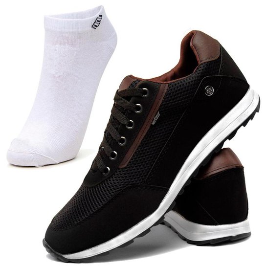 Sapatênis Casual Jogging Esporte Fino Confortável com Meia - Preto Menor preço em Sapatênis Casual Jogging Esporte Fino Confortável com Meia - Preto