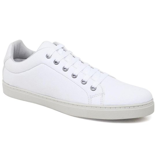 Sapatenis Casual Masculino Basico de Tecido Liso com Sola Borracha Confortavel - Branco Menor preço em Sapatenis Casual Masculino Basico de Tecido Liso com Sola Borracha Confortavel - Branco