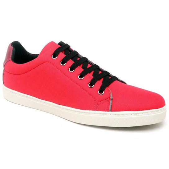 Sapatenis Casual Masculino Basico de Tecido Liso com Sola de Borracha Macia - Vermelho Menor preço em Sapatenis Casual Masculino Basico de Tecido Liso com Sola de Borracha Macia - Vermelho