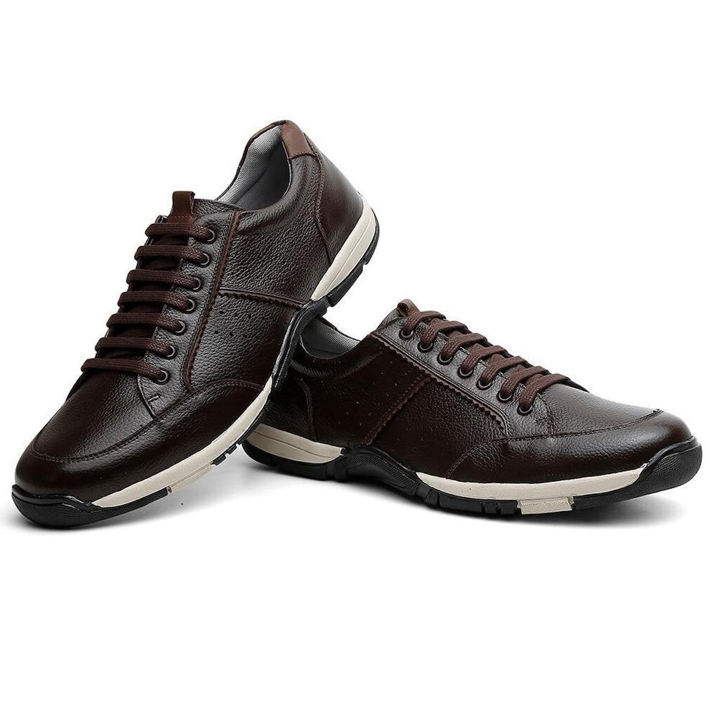 Sapatênis Casual Masculino Couro Cadarço Moderno Estilo