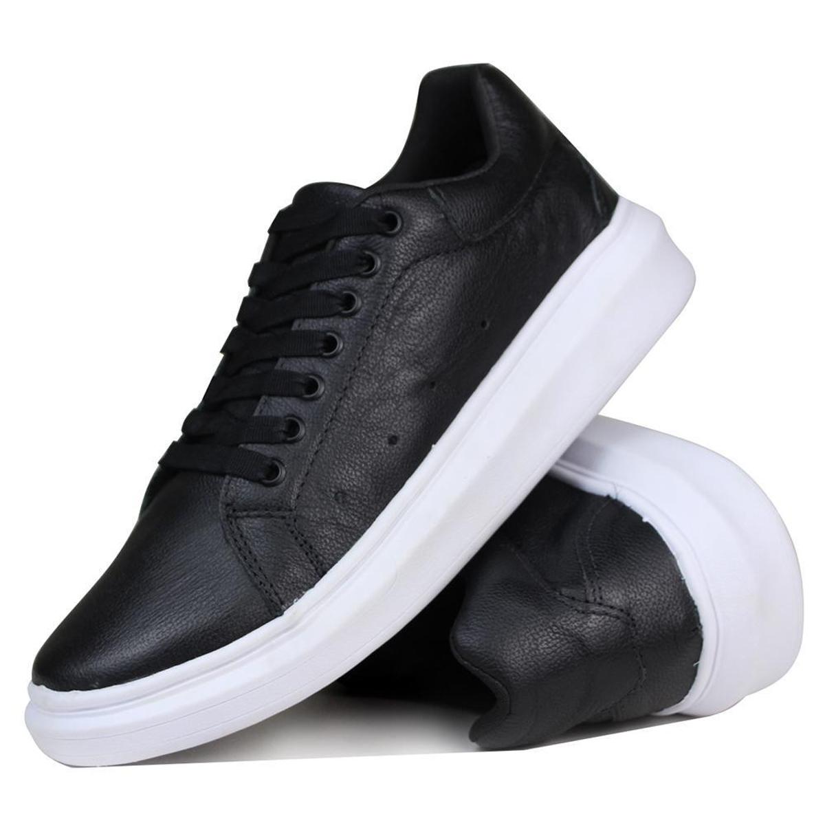 Sapatênis Casual Masculino Couro Lançamento - Preto | Netshoes