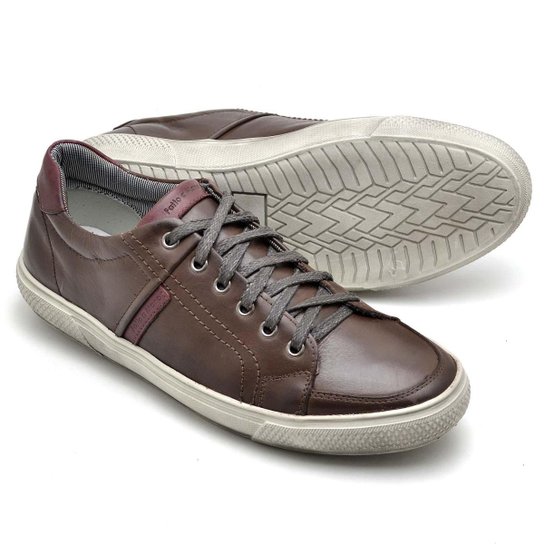 Sapatênis Casual Masculino Em Couro Legítimo Social Tênis Resistente Confortável Original - Marrom Menor preço em Sapatênis Casual Masculino Em Couro Legítimo Social Tênis Resistente Confortável Original - Marrom
