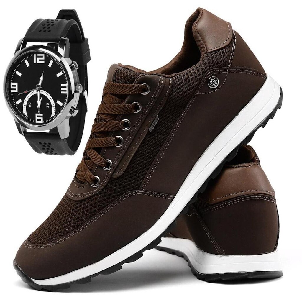 Sapatenis Casual Masculino Moderno e Relogio